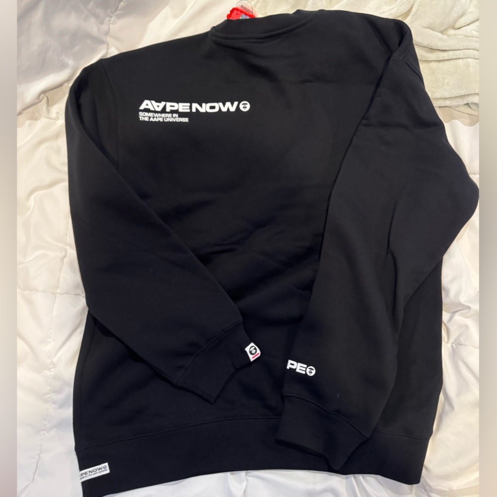 Bape Black Crewneck Sweatshirt with Red & White Logo - Picture 2 of 2